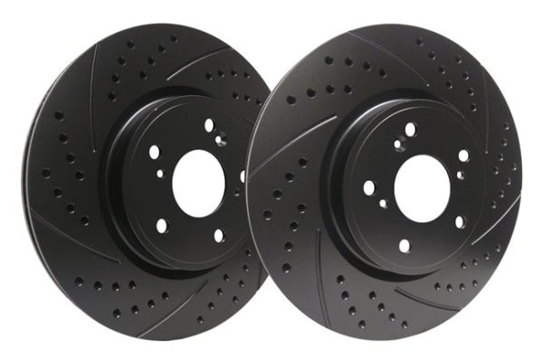 SP Performance Double Drilled and Slotted Rotors with ZRC Coating | Front Pair (Evo X) For Sale