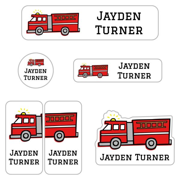 Fire Truck Daycare Labels Pack Online Sale